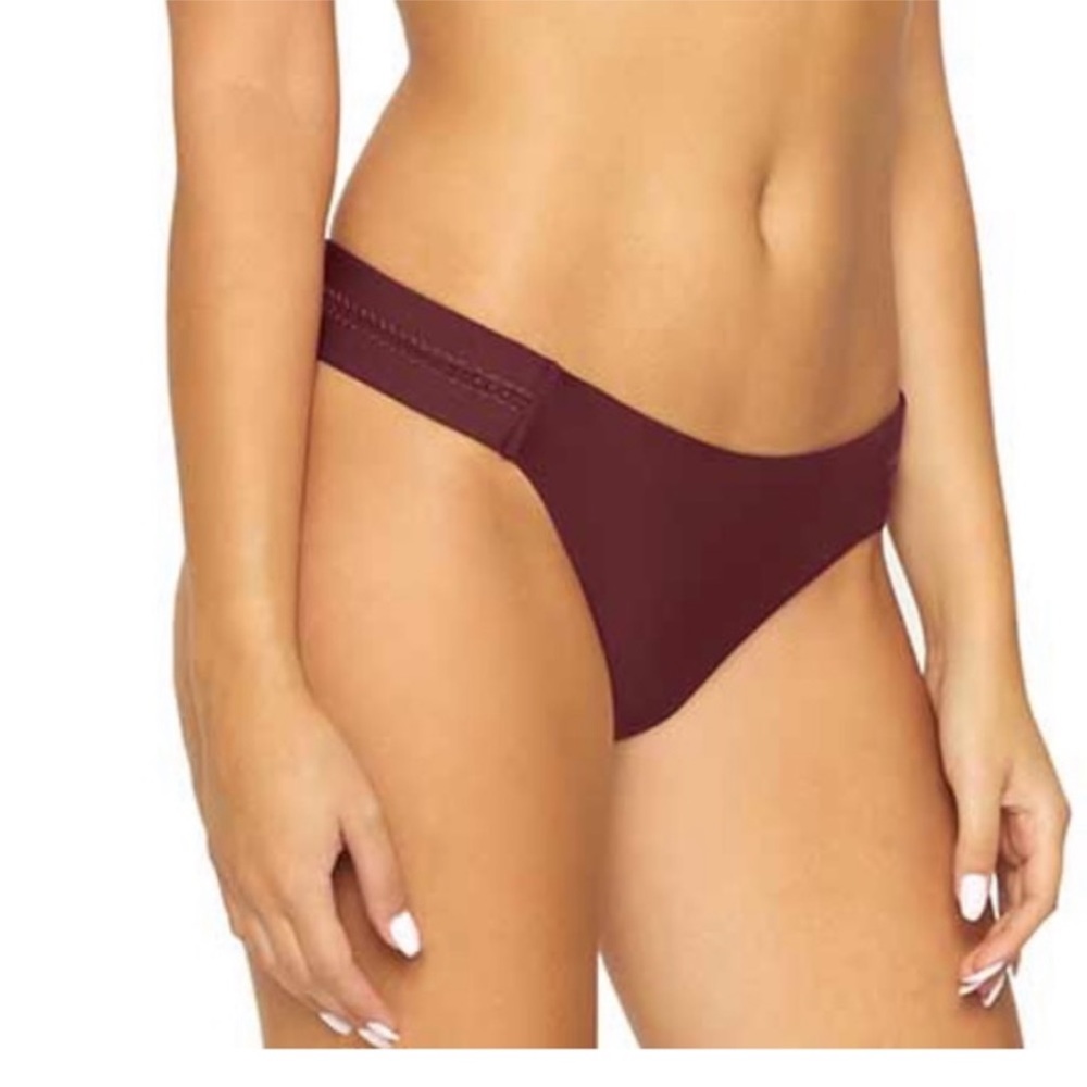 NWT Pilyq Stitched Tab Bikini Bottoms in Vino, Teeny Coverage Size Small